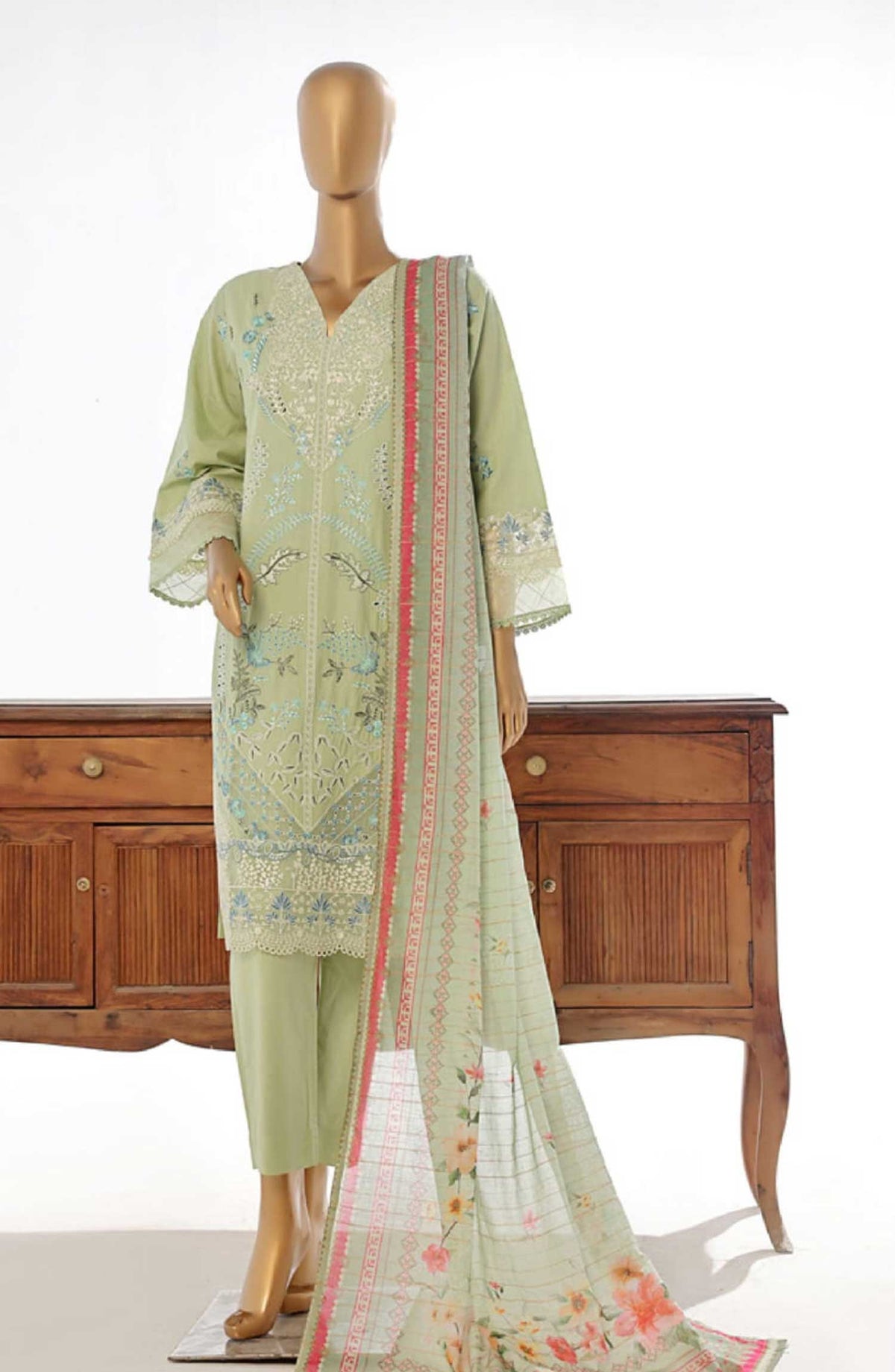 Bin Saeed Embroidered Lawn Stitched 3 Piece - Lf 133 C - BS25EL - Green - Summer Collection