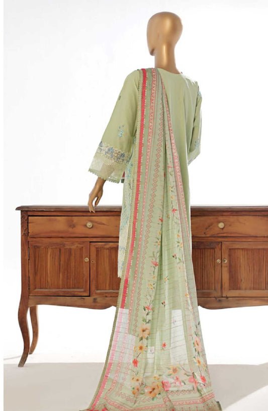 Bin Saeed Embroidered Lawn Stitched 3 Piece - Lf 133 C - BS25EL - Green - Summer Collection