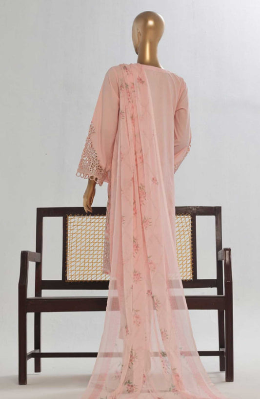 Bin Saeed Embroidered Lawn Stitched 3 Piece Suit - LF 139B - BS25LF - Pink - Summer Collection