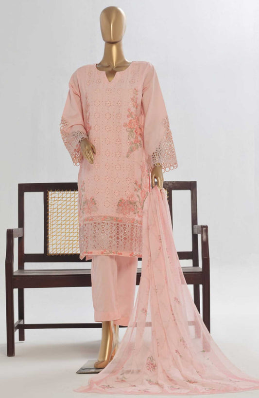 Bin Saeed Embroidered Lawn Stitched 3 Piece Suit - LF 139B - BS25LF - Pink - Summer Collection