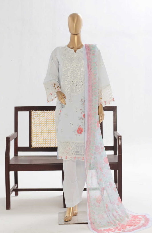 Bin Saeed Embroidered Lawn Stitched 3 Piece Suit - LF 140C - BS25LF - Blue - Summer Collection
