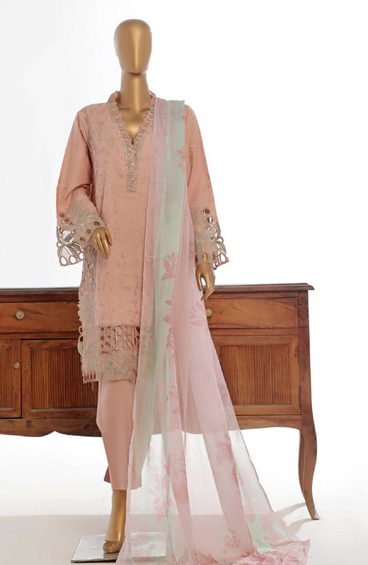 Bin Saeed Embroidered Lawn Stitched 3 Piece - Lf 141 C - BS25EL - Pink - Summer Collection