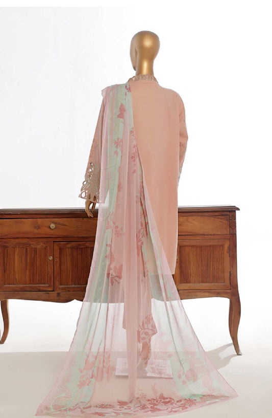 Bin Saeed Embroidered Lawn Stitched 3 Piece - Lf 141 C - BS25EL - Pink - Summer Collection