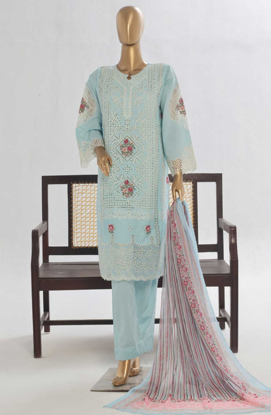 Bin Saeed Embroidered Lawn Stitched 3 Piece Suit - LF 142A - BS25LF - Blue - Summer Collection