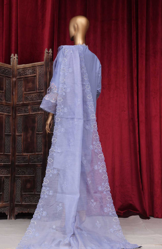 Bin Saeed Embroidered Lawn Stitched 3 Piece - LF 143B - BS25LF - Blue - Summer Collection