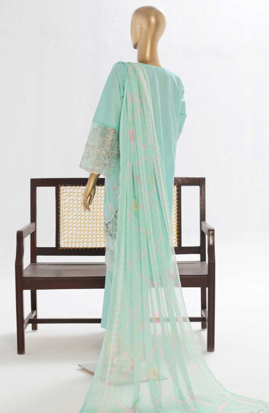 Bin Saeed Embroidered Lawn Stitched 3 Piece Suit - LF 149A - BS25LF - Blue - Summer Collection