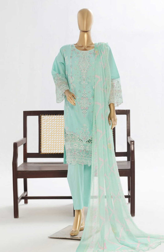 Bin Saeed Embroidered Lawn Stitched 3 Piece Suit - LF 149A - BS25LF - Blue - Summer Collection