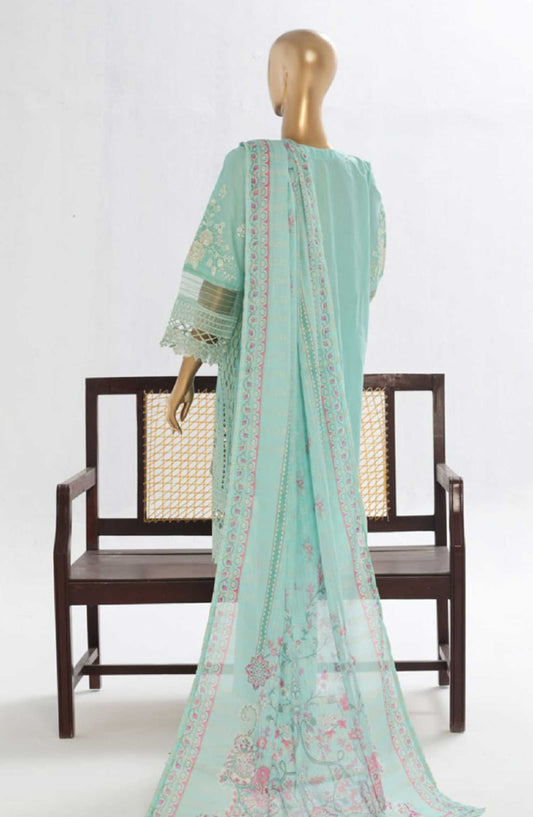Bin Saeed Embroidered Lawn Stitched 3 Piece Suit - LF 149B - BS25LF - Blue - Summer Collection