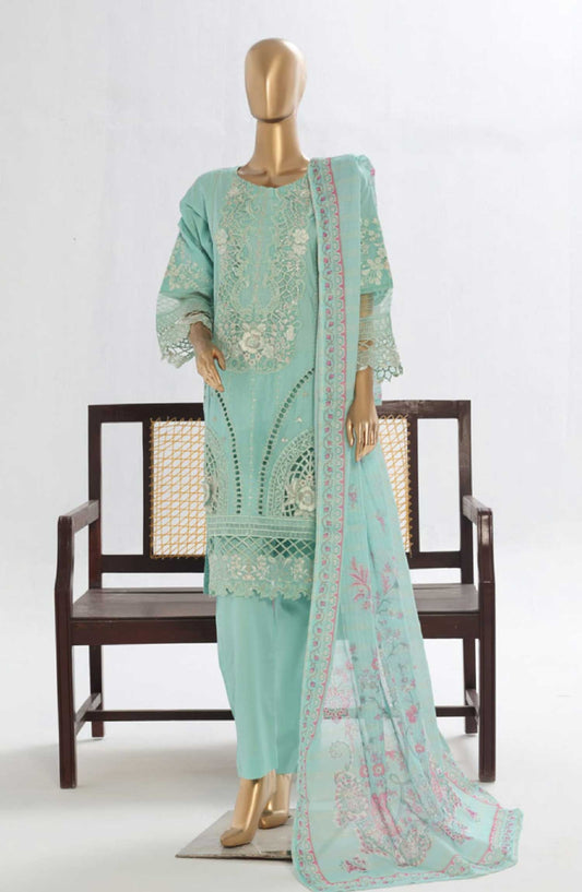 Bin Saeed Embroidered Lawn Stitched 3 Piece Suit - LF 149B - BS25LF - Blue - Summer Collection