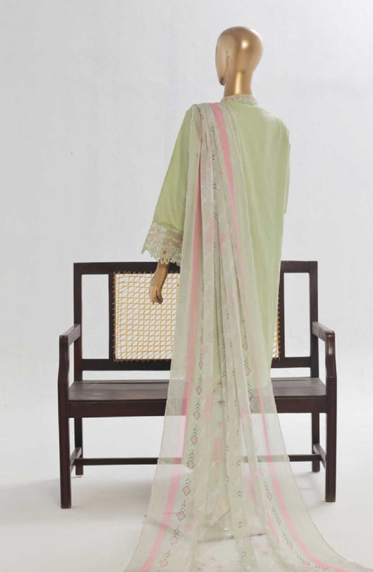 Bin Saeed Embroidered Lawn Stitched 3 Piece Suit - LF 93A - BS25LF - Green - Summer Collection