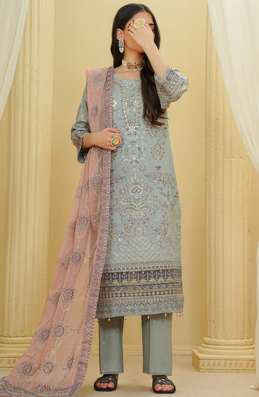 La Fleur by Amna Khadija Embroidered Cotton Stitched 3 Piece Suit - LFFP-31 - AM25LFD2 - Blue - Festive Collection