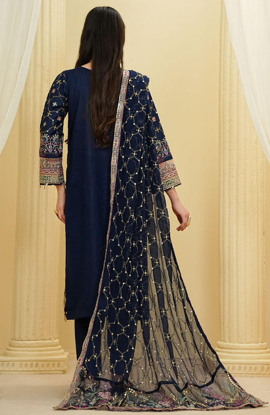 La Fleur by Amna Khadija Embroidered Cotton Stitched 3 Piece Suit - LFFP-32 - AM25LFD2 - Blue - Festive Collection