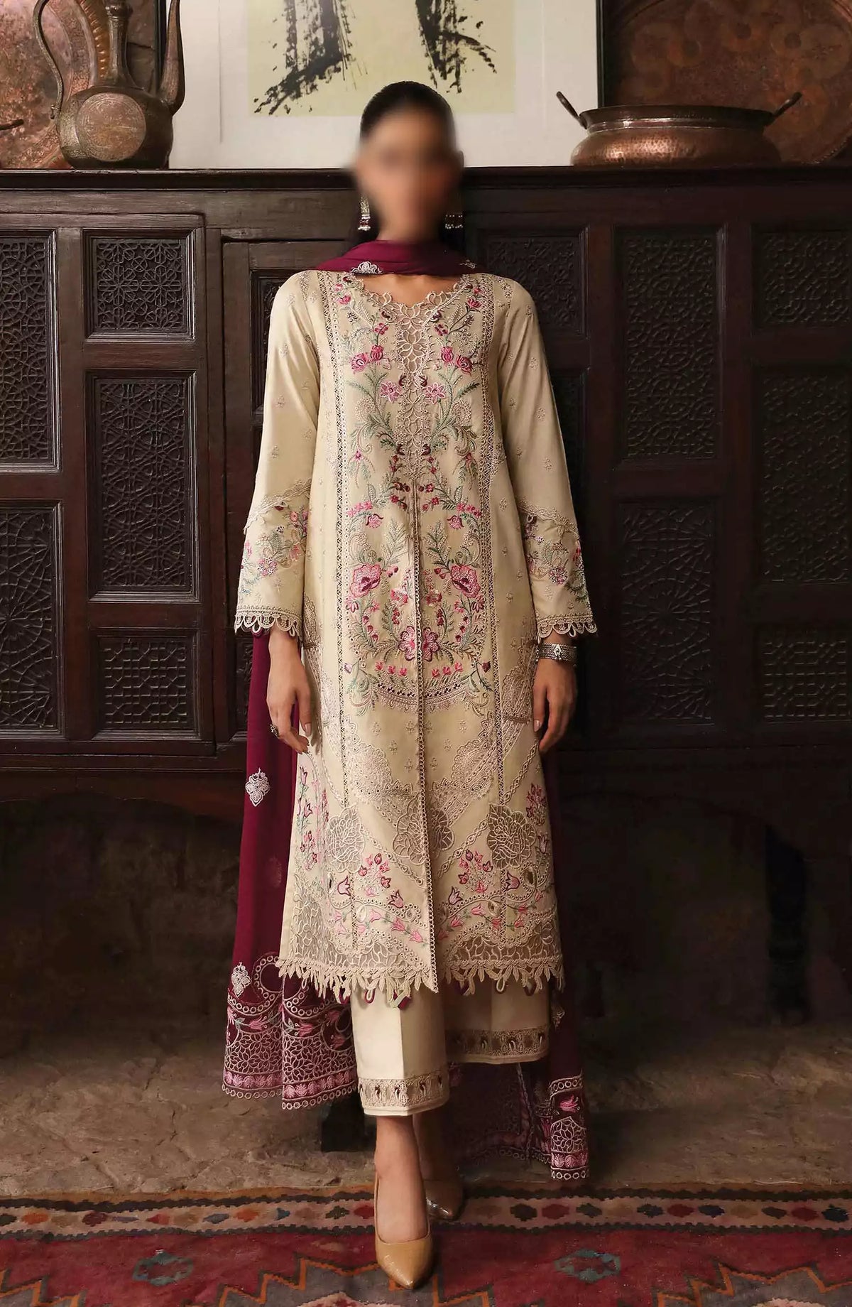 Qalamkar Qlinekari Winter Linen Unstitched Collection 2024 - LM 01 FAYE