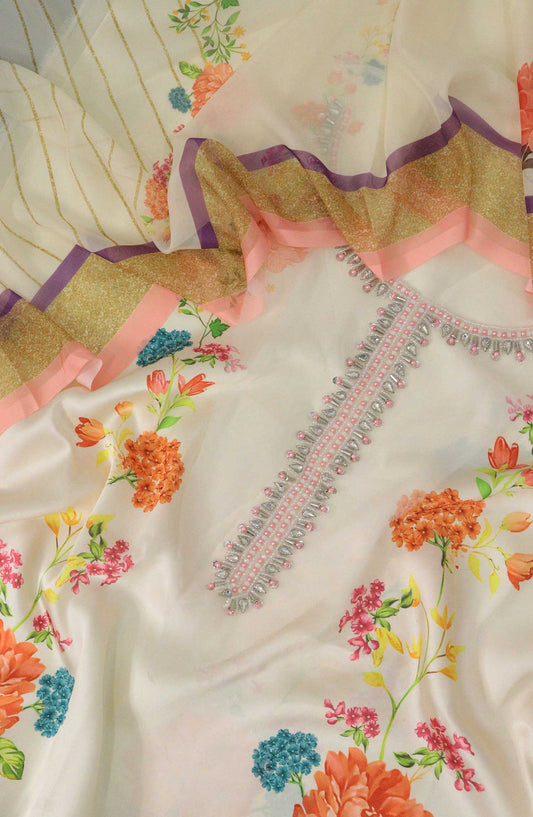Silky Apparels Unstitched Digital Printed and Embroidered Collection - LU Silk 05
