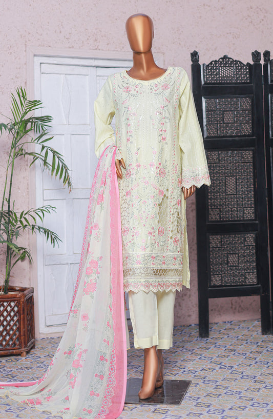Bin Saeed Embroidered Cotton Stitched 3 Piece Suit - D-08 - BS25LPC - Green - Summer Collection
