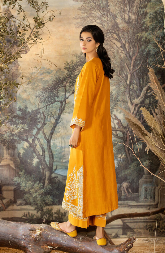 La Rosaa Embroidered khaddar Stitched 2 Piece - LW2-06 Mustard Emb - Mustard - Casual Collection
