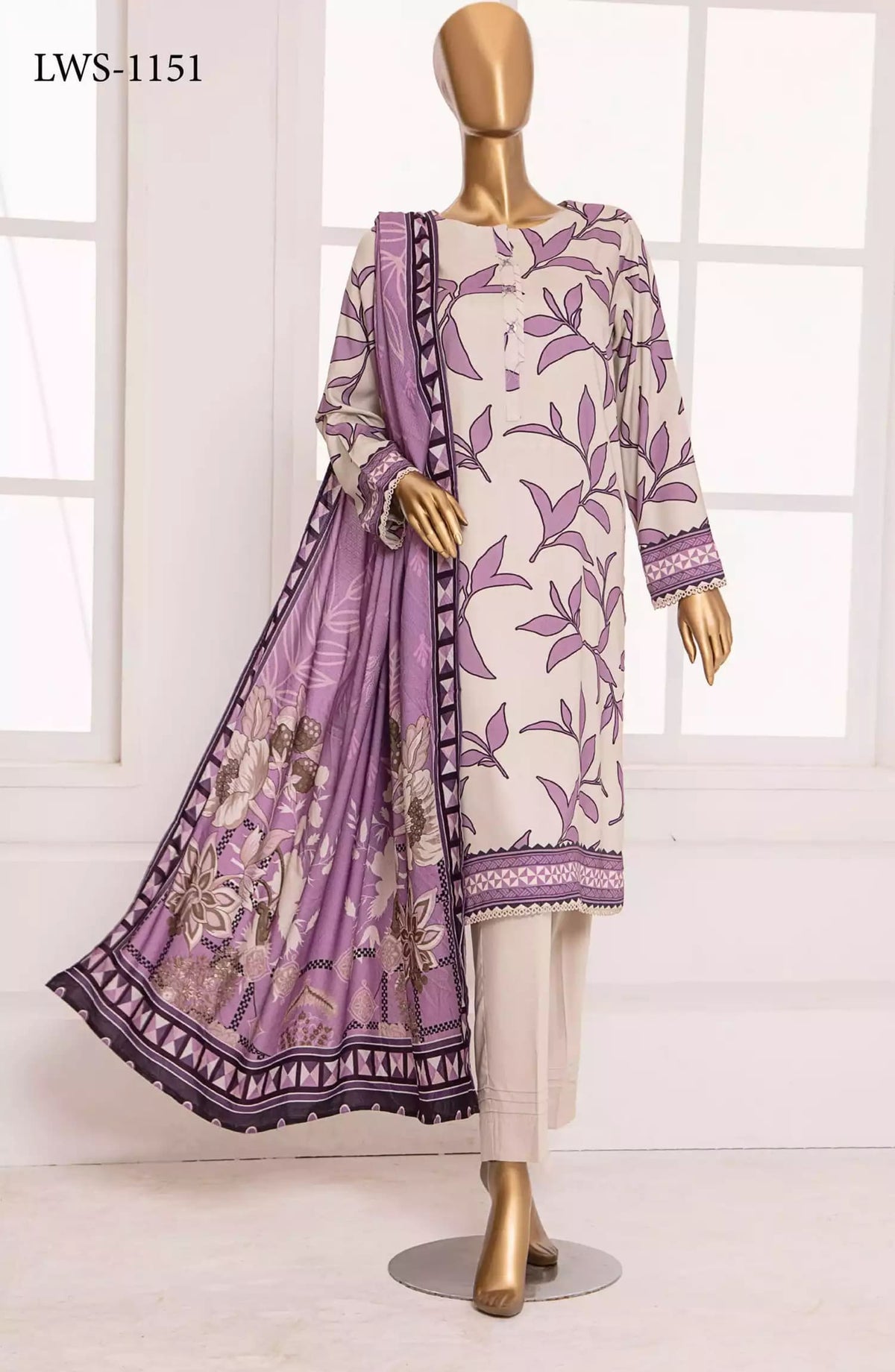 HZ Linen Wintry Shawl Printed Collection Vol 02 - LWS-1151