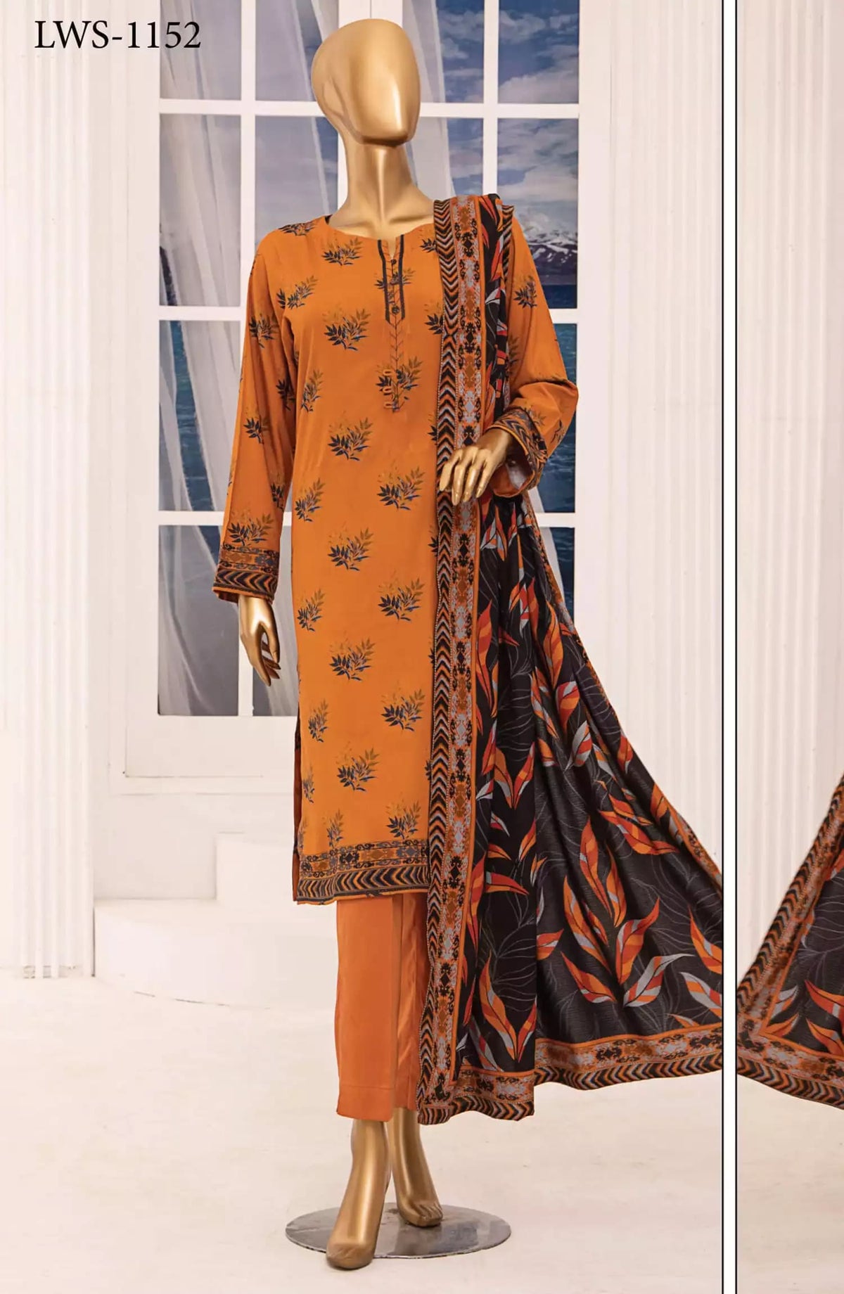 HZ Linen Wintry Shawl Printed Collection Vol 02 - LWS-1152