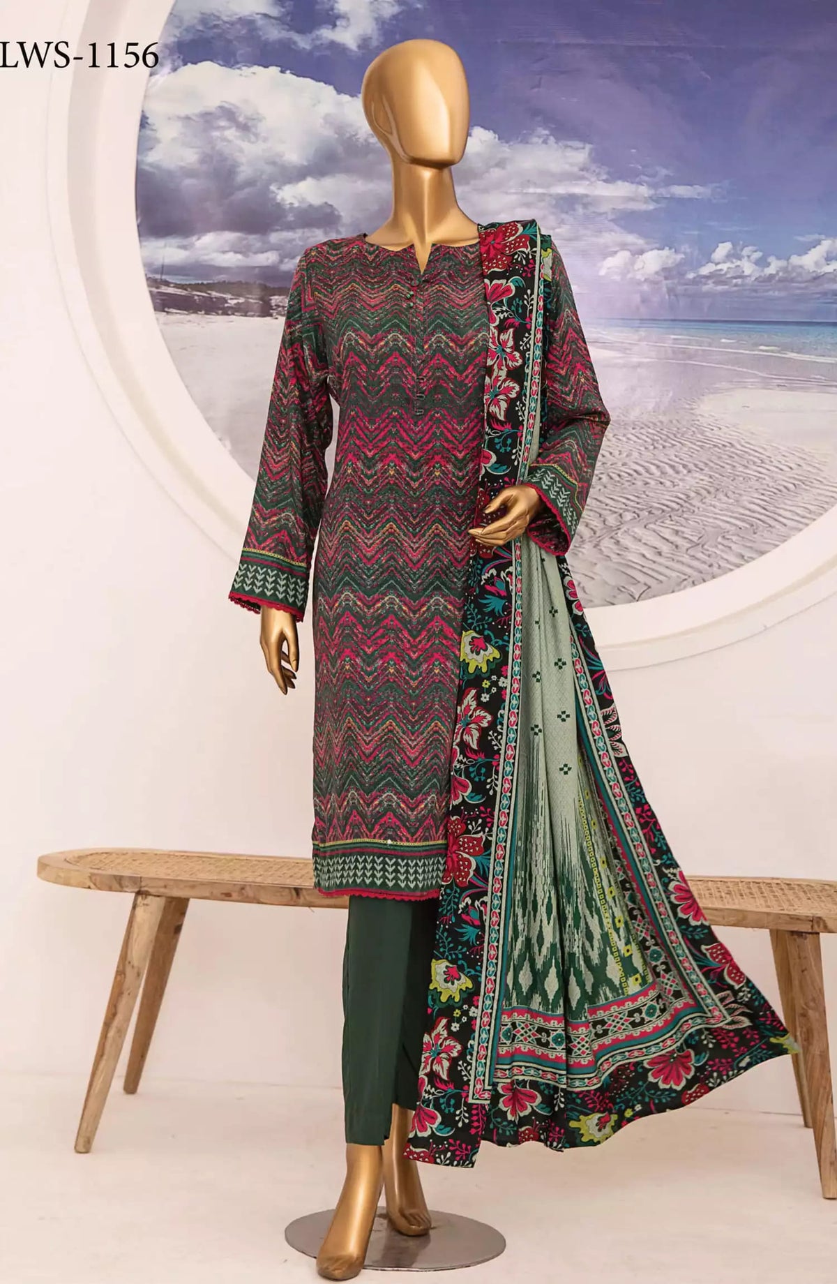 HZ Linen Wintry Shawl Printed Collection Vol 02 - LWS-1156