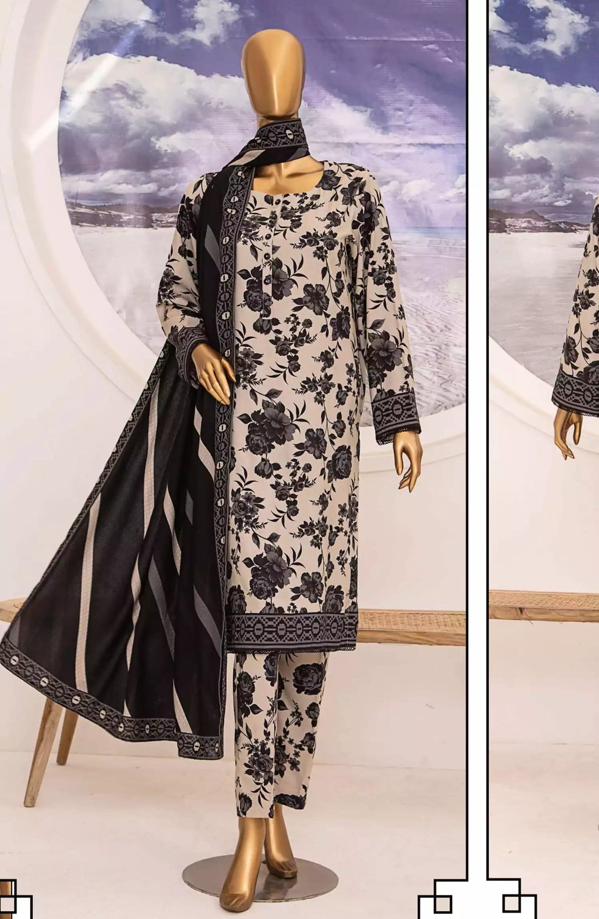 HZ Linen Wintry Shawl Printed Collection Vol 02 - LWS-1157