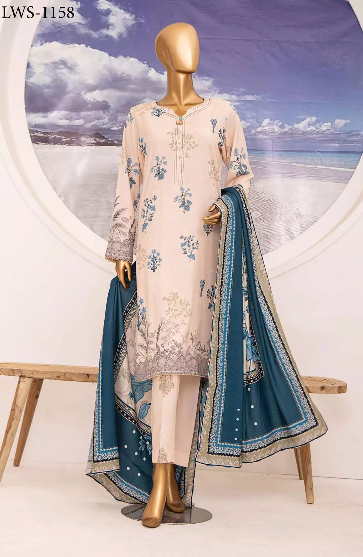 HZ Linen Wintry Shawl Printed Collection Vol 02 - LWS-1158