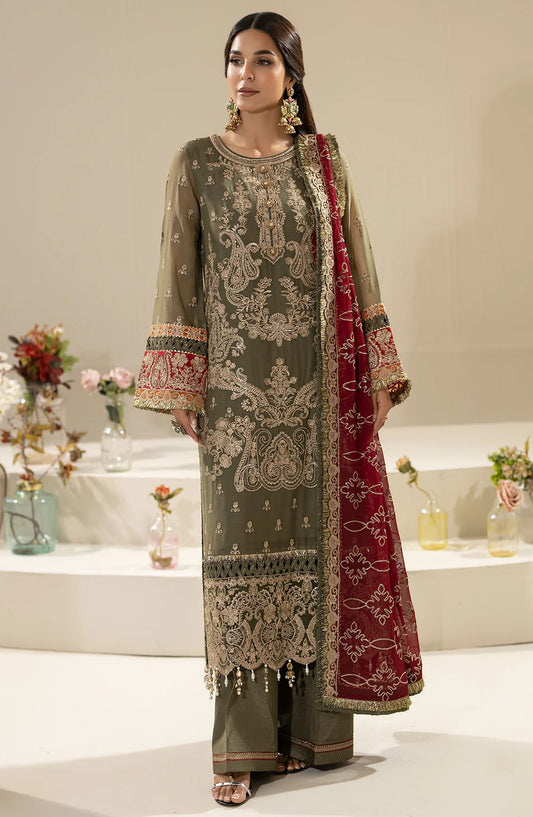 Nisha by Imrozia Embroidered Chiffon Unstitched 3 Piece Suit - M-81 Aleha - IMP25NF - Green - Festive Collection