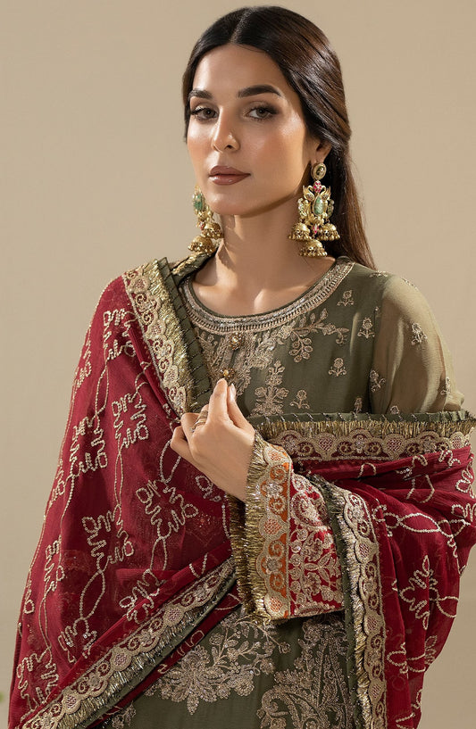 Nisha by Imrozia Embroidered Chiffon Unstitched 3 Piece Suit - M-81 Aleha - IMP25NF - Green - Festive Collection