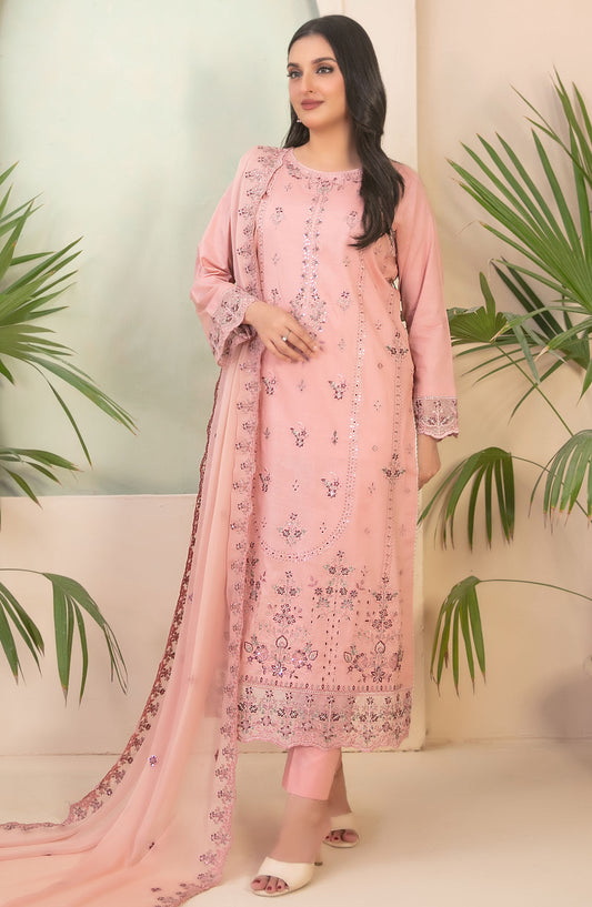 Mahveen by Tawakkal Fabrics Embroidered Lawn Unstitched 3 Piece Suit - D-1729 - TF25MAHV2 - Pink - Summer Collection