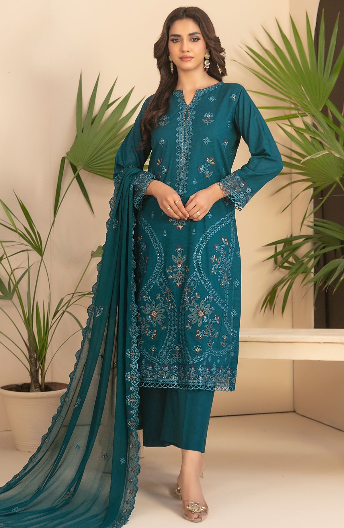Mahveen by Tawakkal Fabrics Embroidered Lawn Unstitched 3 Piece Suit - D-1722 - TF25MAHV2 - Blue - Summer Collection