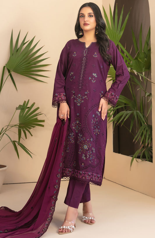 Mahveen by Tawakkal Fabrics Embroidered Lawn Unstitched 3 Piece Suit - D-1721 - TF25MAHV2 - Purple - Summer Collection