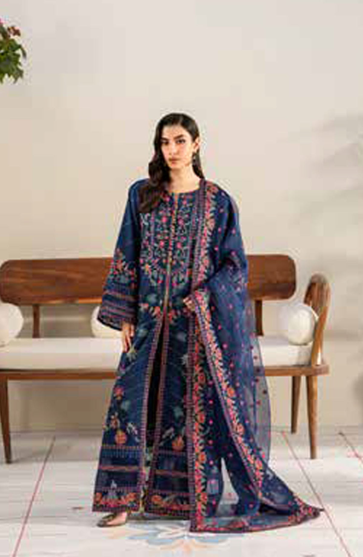 Maryum n Maria Embroidered Lawn Unstitched 3 Piece Suit - MS50124 ARAYA - MNM25HLL - Blue - summer Collection