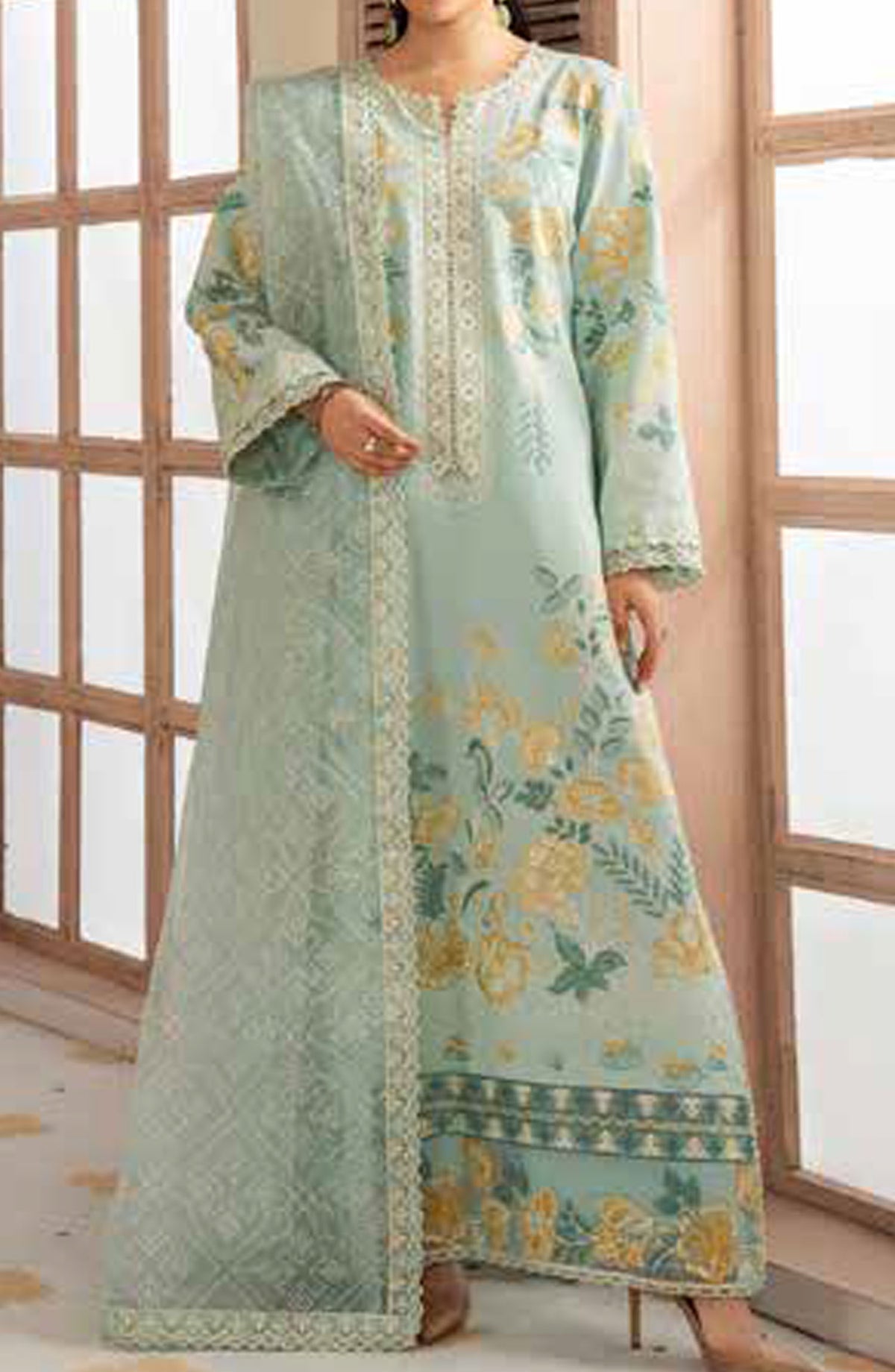 Maryum n Maria Embroidered Lawn Unstitched 3 Piece Suit - MS50122 ALAIA - MNM25HLL - Blue - summer Collection