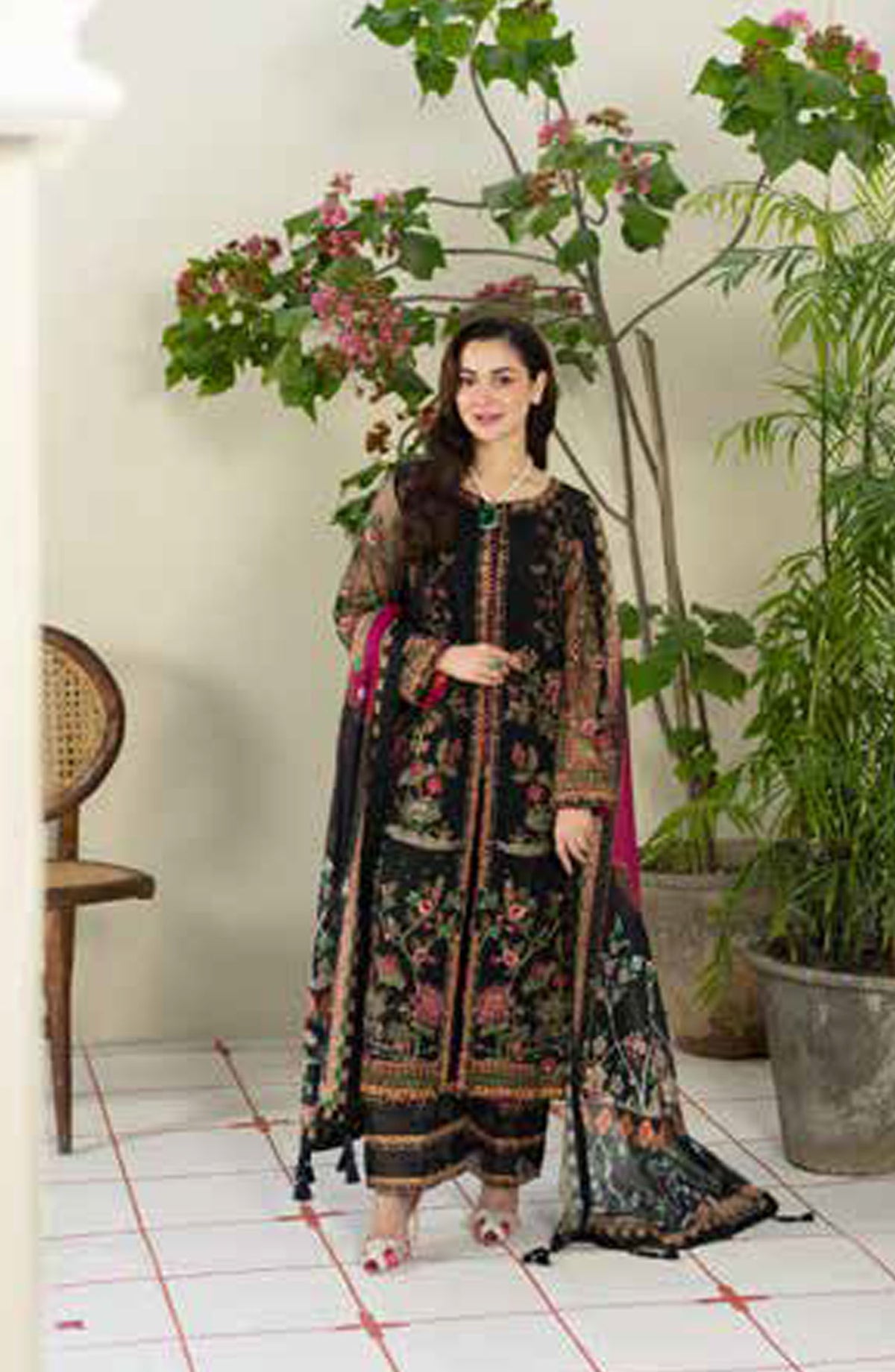 Maryum n Maria Embroidered Lawn Unstitched 3 Piece Suit - MS50106 Aleaha - MNM25HLL - Black - summer Collection