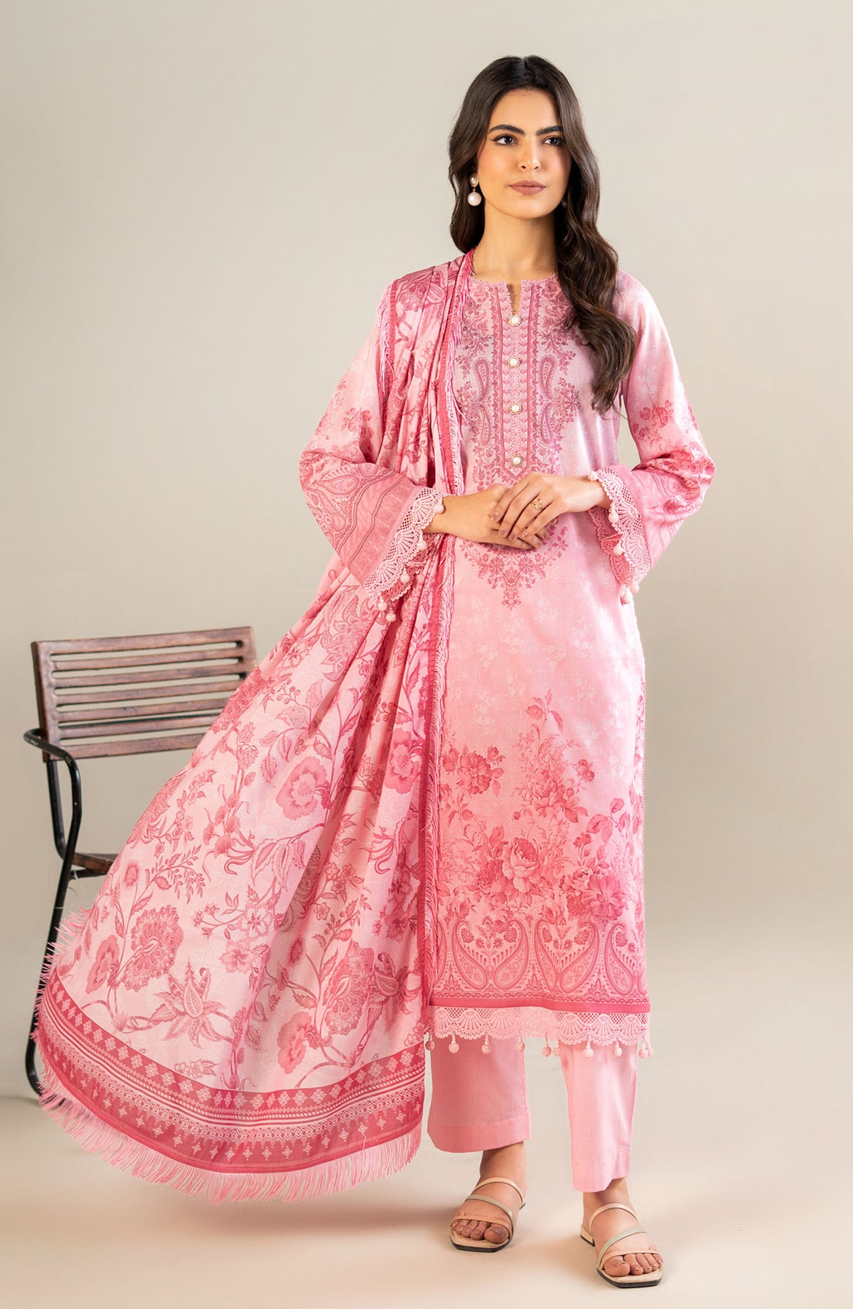 Mausummery Printed Lawn Unstitched 3 Piece Suit - Dahlia - MUS25SUL - Pink - Summer Collection