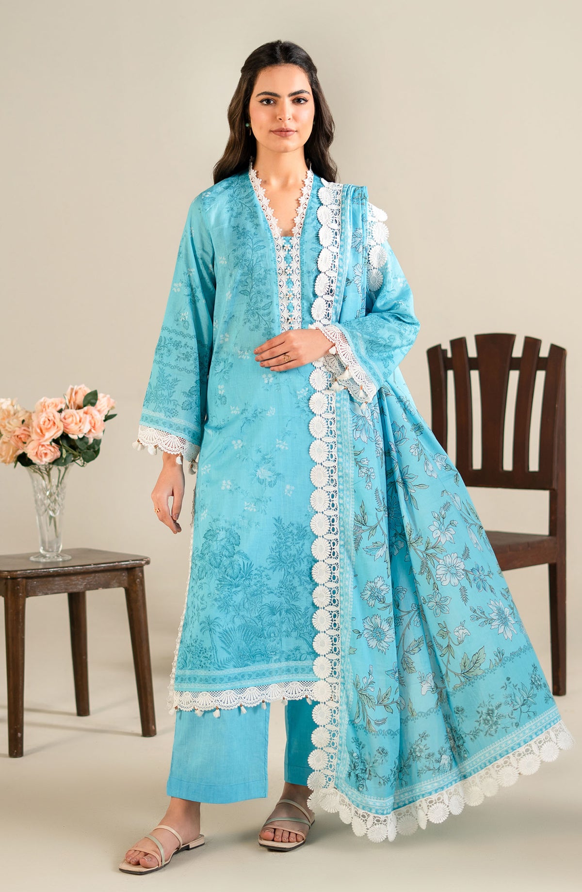 Mausummery Printed Lawn Unstitched 3 Piece Suit - Blue Poppy - MUS25SUL - Blue - Summer Collection