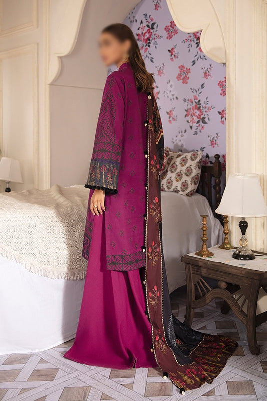Manzil - Khaddar and Linen Unstitched Collection D- MAUVE IRIS