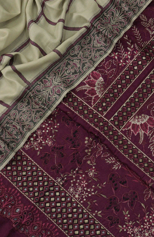 Dyed Karandi Wool Embroidered Unstitch Collection - MDS-68 B