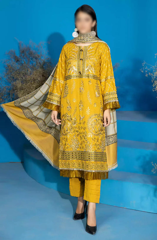 Marjjan Dyed Karandi Wool Embroidered Collection - MDS-68 (MUSTARD)