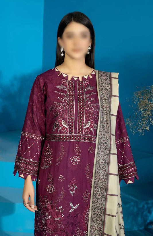 Marjjan Dyed Karandi Wool Embroidered Collection - MDS-68 (PLUM)