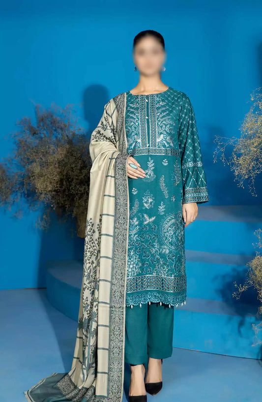 Marjjan Dyed Karandi Wool Embroidered Collection - MDS-68 (SEA GREEN)