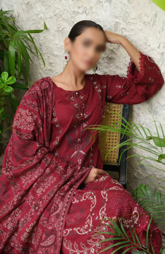 Sequins Embroidered Dyed Self Wool Collection by Marjjan - MDS-71 (MAROON)