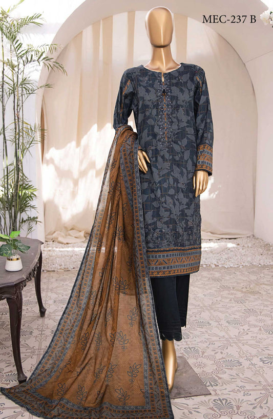 Mehek by HZ textile Embroidered Lawn Unstitched 3 Piece - MEC 237 B - HZ25M - Blue - Summer Collection