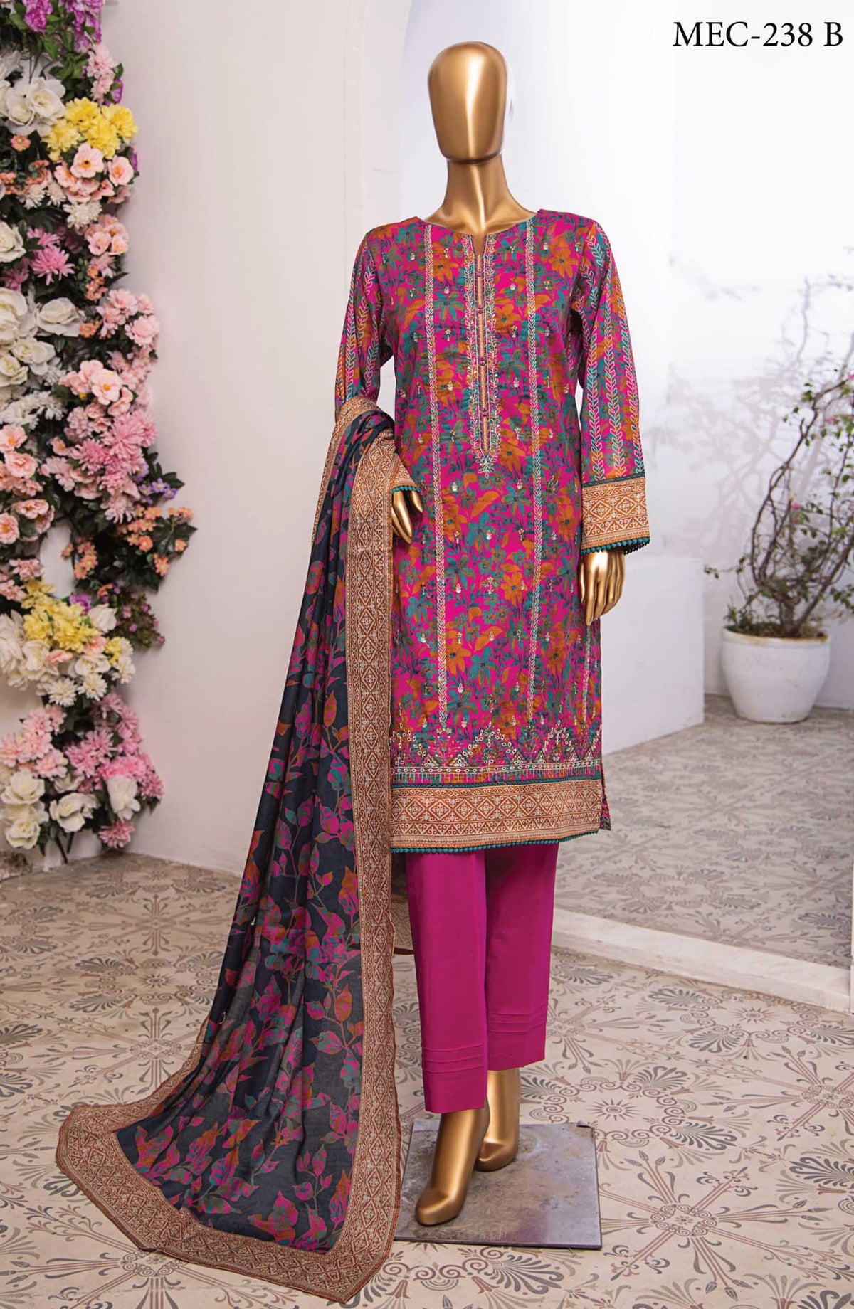 Mehek by HZ textile Embroidered Lawn Unstitched 3 Piece - MEC 238 B - HZ25M - Purple - Summer Collection