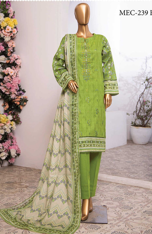 Mehek by HZ textile Embroidered Lawn Unstitched 3 Piece - MEC 239 B - HZ25M - Green - Summer Collection