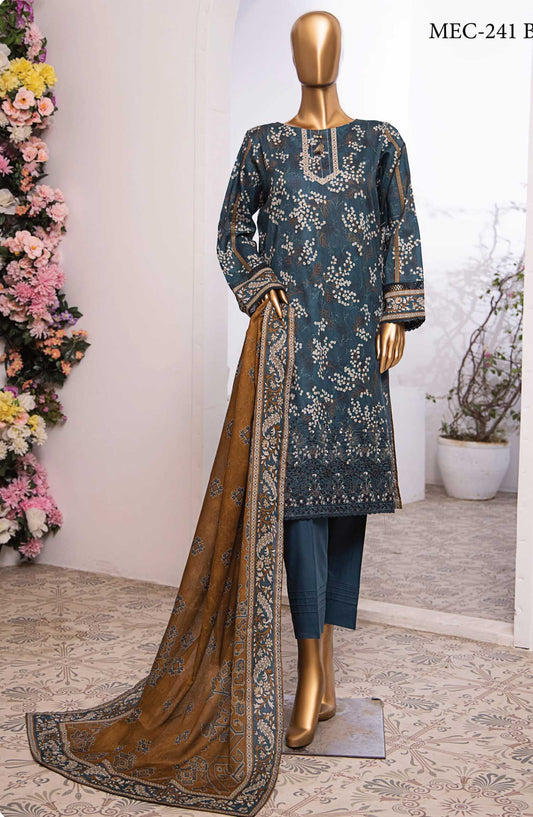 Mehek by HZ textile Embroidered Lawn Unstitched 3 Piece - MEC 241 B - HZ25M - Blue - Summer Collection