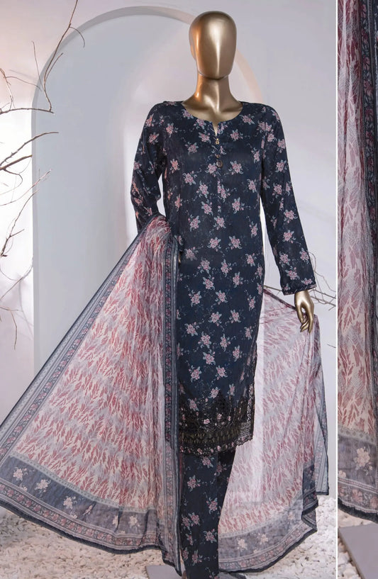 HZ Menakari Digital Printed Embroidered Collection 2024 - MEC 86
