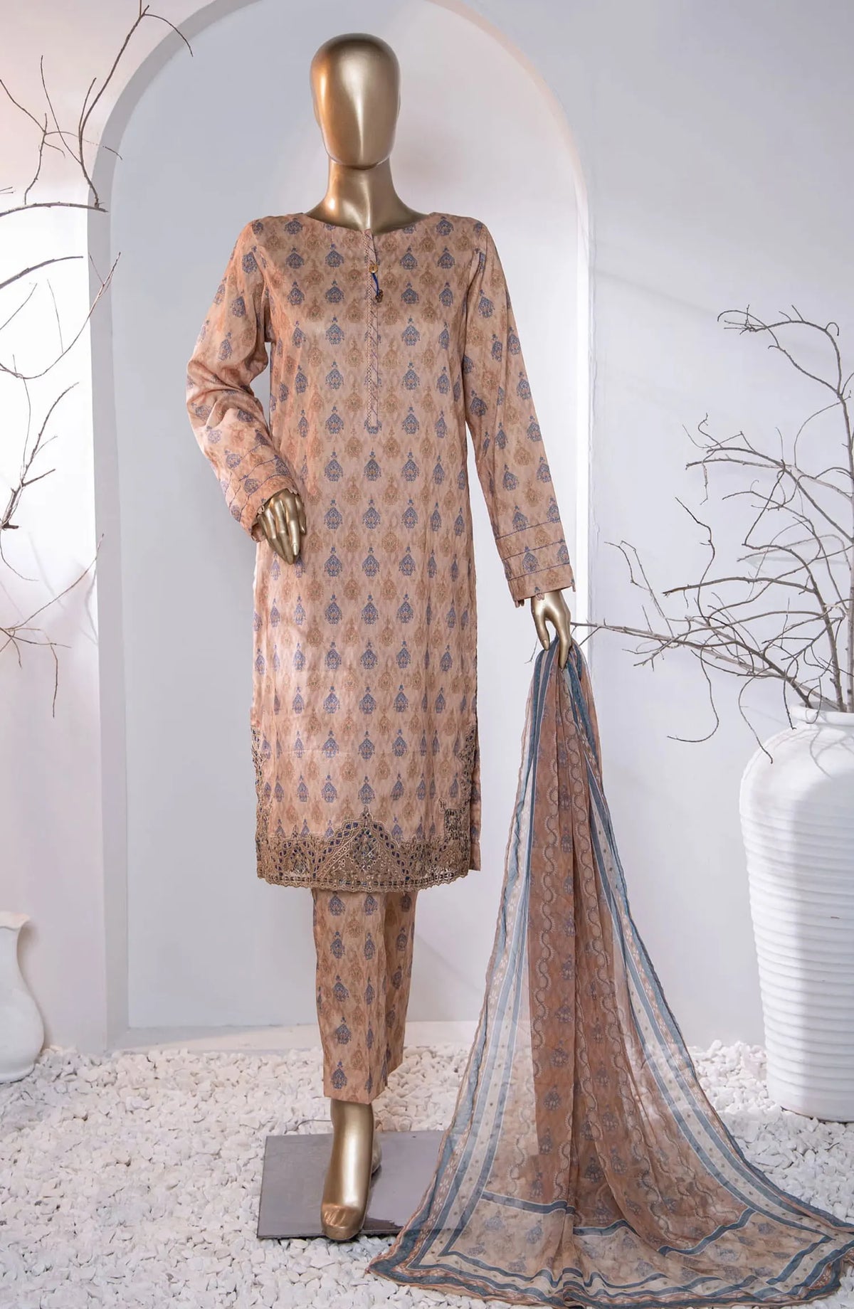 HZ Menakari Digital Printed Embroidered Collection 2024 - MEC 92