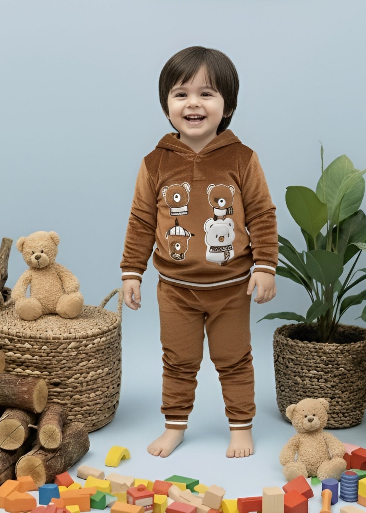 Oak Brown 2 Pcs Hoodie Set KH 008