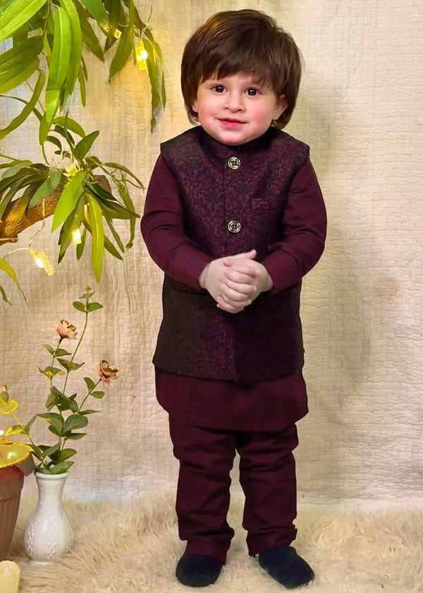 Burgundy Waistcoat Suit - WKS 017