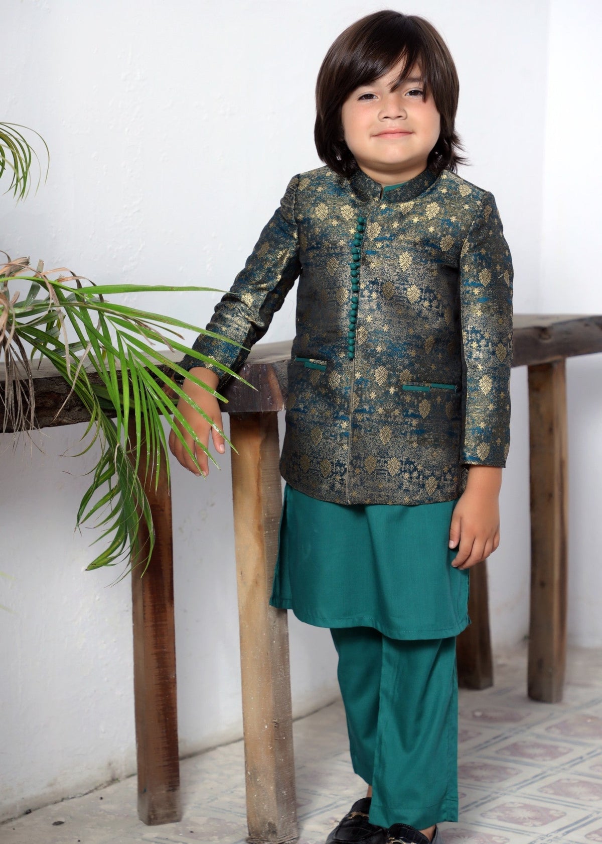 Green And Golden Prince Coat Suit P28